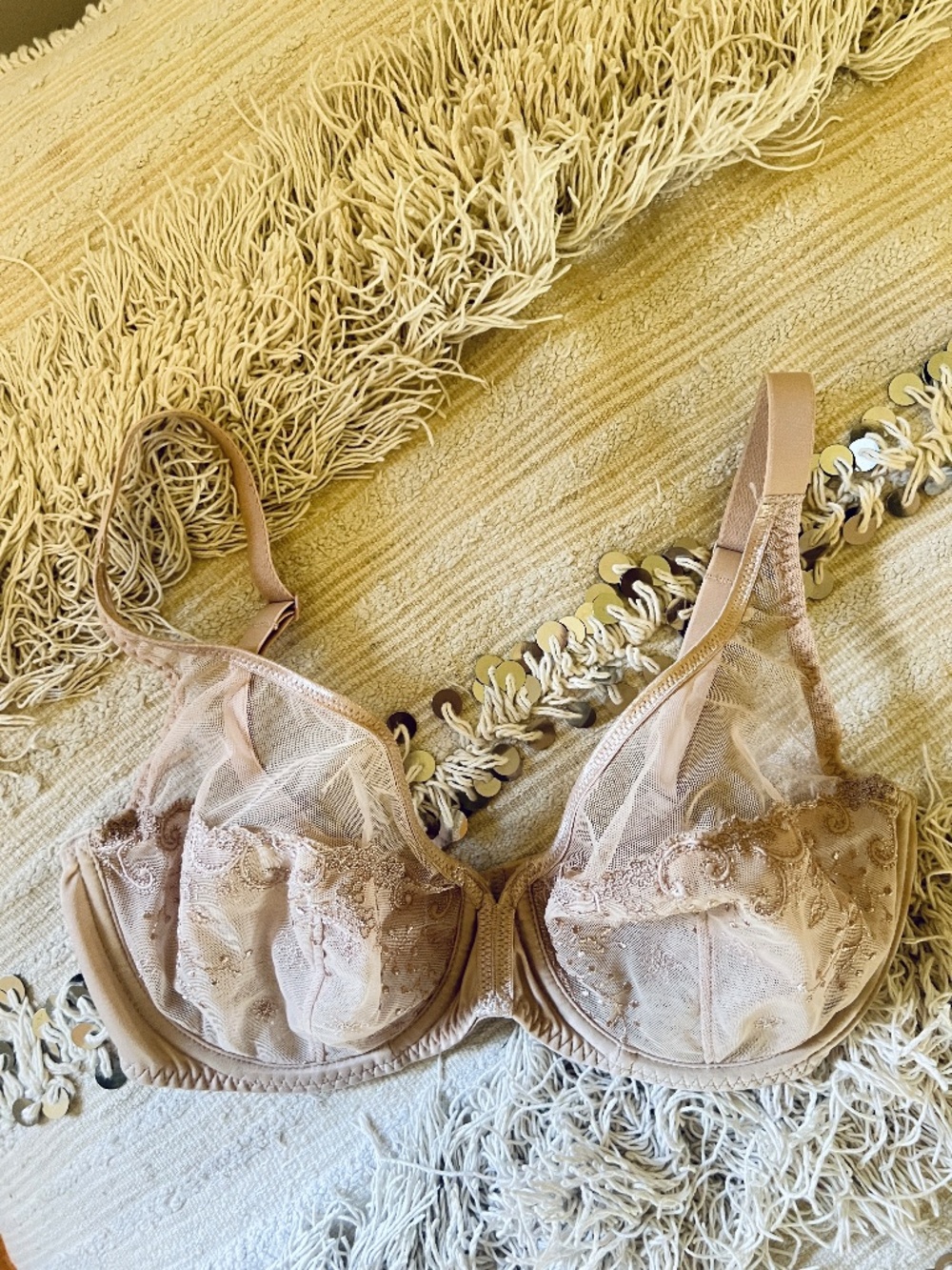 Simone Pérèle Délice Bra 30F Sand - Full Cover Plunge Bra Nude